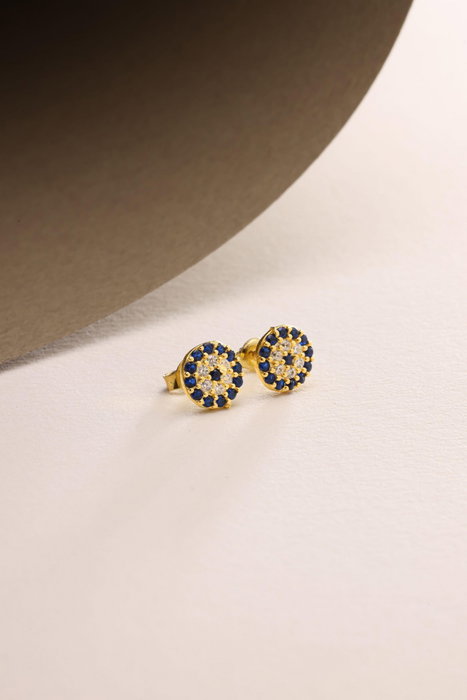 Heliophilia Silver Pendientes Plata de Ley 925 Baño Oro Dorados y Azul Oscuro NRZ999858 Elegantes